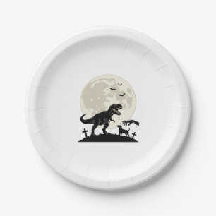 Mondlicht-Dinosaurier-Hund-Friedhof-Silhouette-Shi Pappteller
