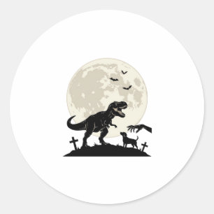 Mondlicht-Dinosaurier-Hund-Friedhof-Silhouette-Shi Runder Aufkleber