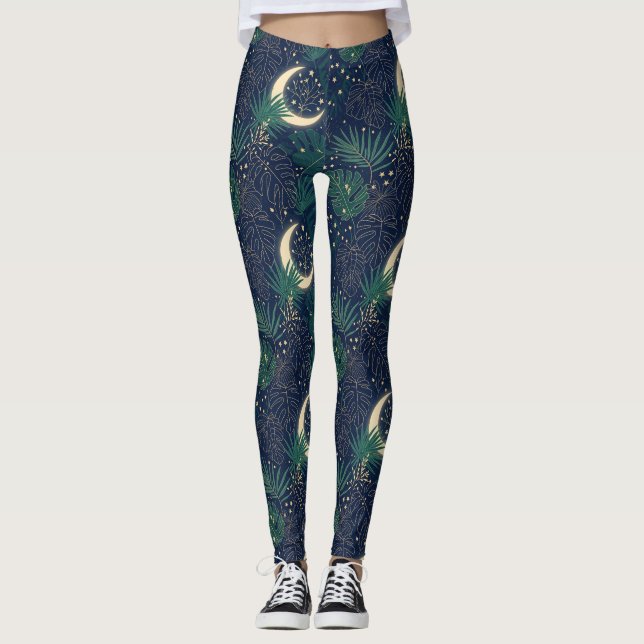 Mondlicht-Dschungel-Druck Leggings (Vorderseite)