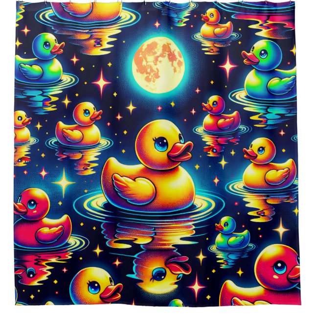 "Mondlicht-Duckies" aus der Mitte des Jahrhunderts Duschvorhang (Vorderseite)
