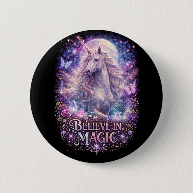 Mondlicht Einhorn-Träume Button (Vorderseite)