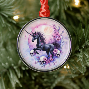 Mondlicht Einhorn unter vergessenen Rosen, Ornament Aus Metall
