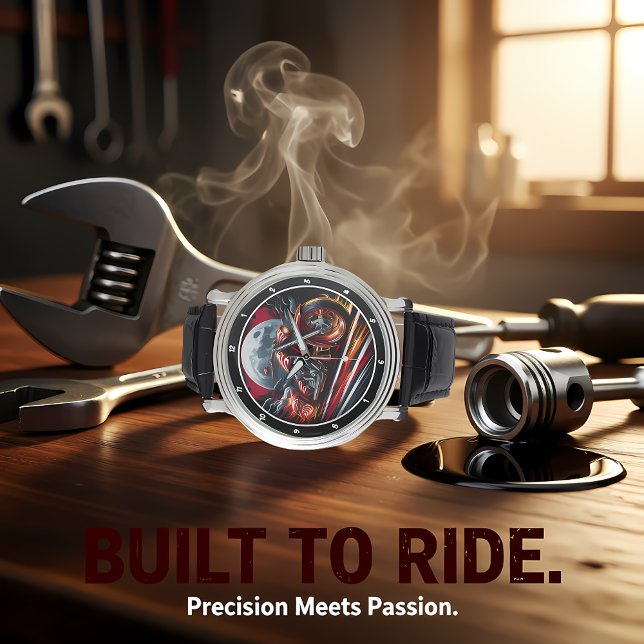 Mondlicht-Fahrt, Feurige Motorrad-Uhr Armbanduhr (Von Creator hochgeladen)