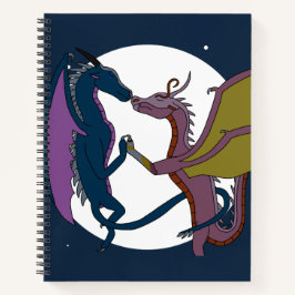 Mondlicht-Fantasie-Drache-Paar-Kunst Spiralblock Notizbuch