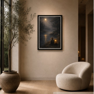 Mondlicht-Flusslandschaft-Wandkunst Leinwanddruck