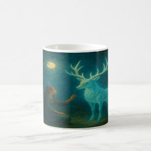 Mondlicht-Geisterhirsch – Verzauberte Waldnacht Kaffeetasse