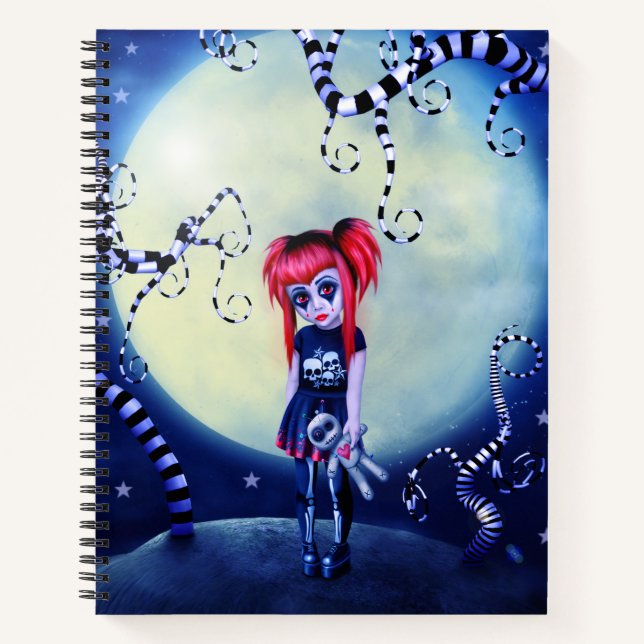 Mondlicht-Goth-Puppe Notizbuch (Vorderseite)