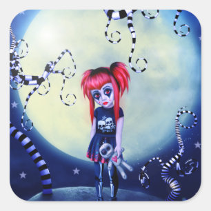Mondlicht-Goth-Puppe Quadratischer Aufkleber