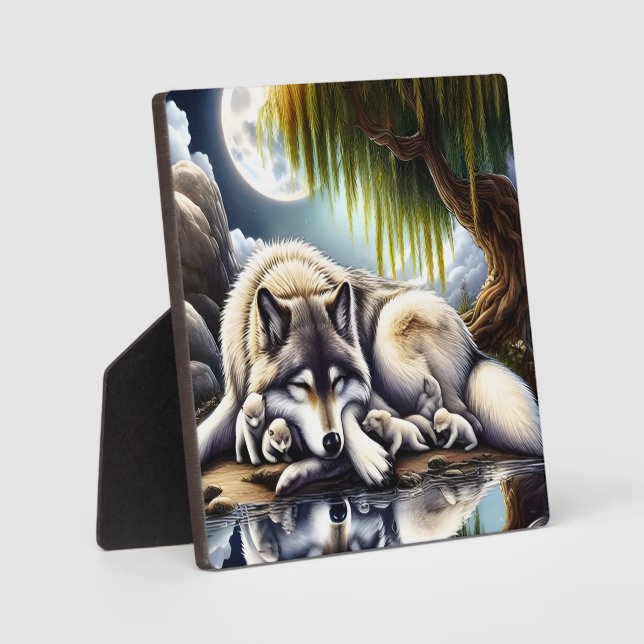 Mondlicht-Heiligkeit ein schlummernder Wolf Fotoplatte (Vorderseite)