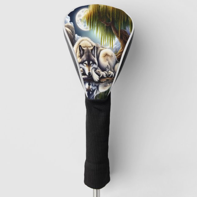 Mondlicht-Heiligkeit ein schlummernder Wolf Golf Headcover (Vorderseite)