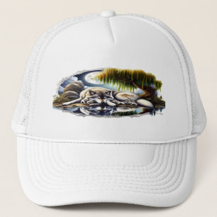 Mondlicht-Heiligkeit ein schlummernder Wolf Truckerkappe