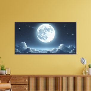 Mondlicht-Himmel-Wandkunst – Serene Mondnacht Leinwanddruck