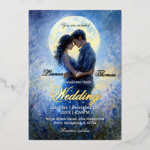 Mondlicht-Hochzeit Himmelsliebe Nachthimmel-Thema Folieneinladung