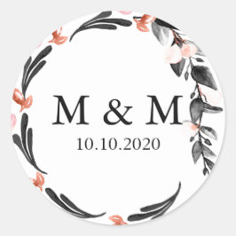 Mondlicht | Hochzeitsklassische Monogramm Runder Aufkleber