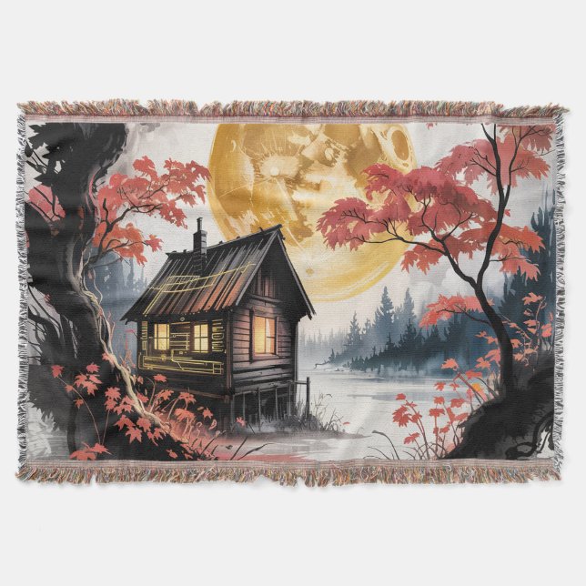 Mondlicht-Hütte Japanischer Wald Kunst (7) Decke (Vorderseite)