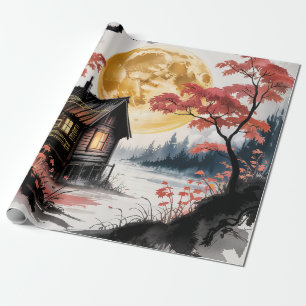 Mondlicht-Hütte Japanischer Wald Kunst (7) Geschenkpapier