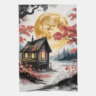 Mondlicht-Hütte Japanischer Wald Kunst (7) Geschirrtuch