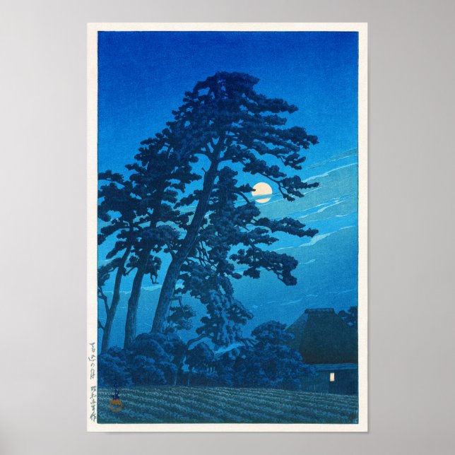 Mondlicht in Magome, Hasui Kawase, Woodcut Poster (Vorne)