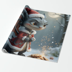 Mondlicht-Keksdieb – Der graue Weihnachtsdrache. Geschenkpapier