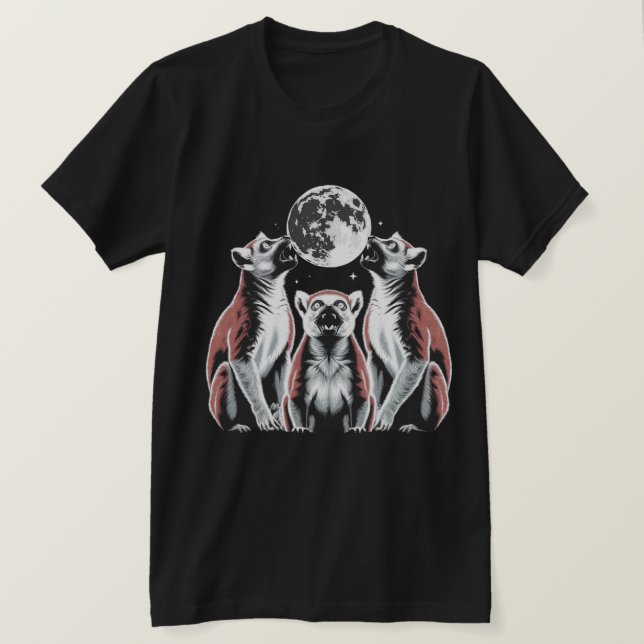 Mondlicht Lemuren Trio Grafik T-Shirt (Design vorne)