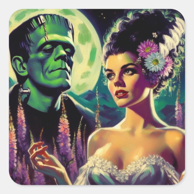 Mondlicht-Matrimony-Aufkleber Quadratischer Aufkleber (Vorderseite)