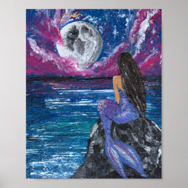 Mondlicht-Meerjungfrau-Handarbeit Poster