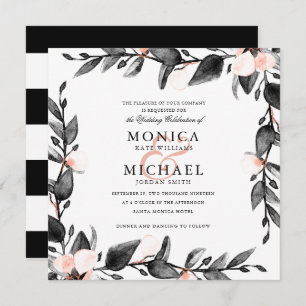 Mondlicht   Moderne botanische Hochzeit Einladung