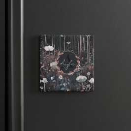 Mondlicht-Monogramm-Whimsikwald-Wildblumen Magnet