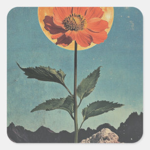 Mondlicht-Orange-Blüte - Vintage-Boho-Charm (2) Quadratischer Aufkleber