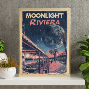 Mondlicht-Riviera Lunare Fantasie Strandpromenade Poster