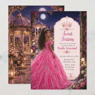Mondlicht-Rosa Sweet 16 Prinzessinnen-Garten Einladung
