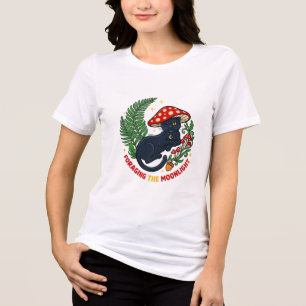 Mondlicht Sammelnde Schwarze Katze Und Pilz Frau Tri-Blend Shirt