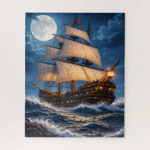 Mondlicht-Schiff-Puzzle – Ozean-Nacht-Puzzle Puzzle