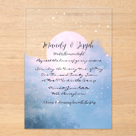 Mondlicht-Schimmer Atmosphärische Hochzeitskollekt Acryleinladungen