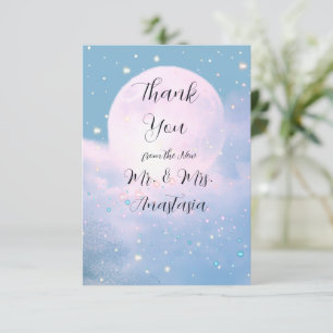 Mondlicht-Schimmer Atmosphärische Hochzeitskollekt Dankeskarte