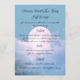 Mondlicht-Schimmer Atmosphärische Hochzeitskollekt Menükarte