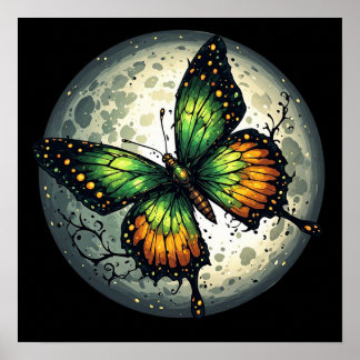 Mondlicht Schmetterling Poster
