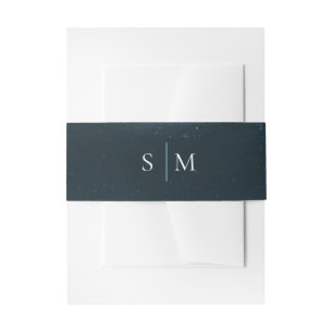 Mondlicht-Sea-Monogram-Bauchband - Mitternachtsbla Einladungsbanderole