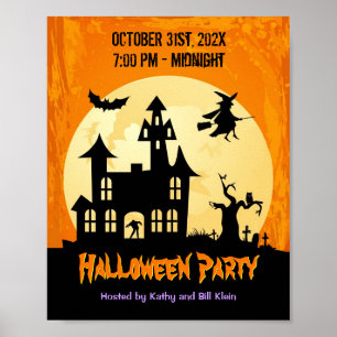 Mondlicht Spukhaus auf dem Friedhof - Halloween Poster