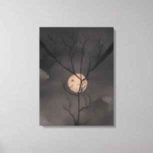 Mondlicht-Stille: Silhouette der Bäume Leinwanddruck
