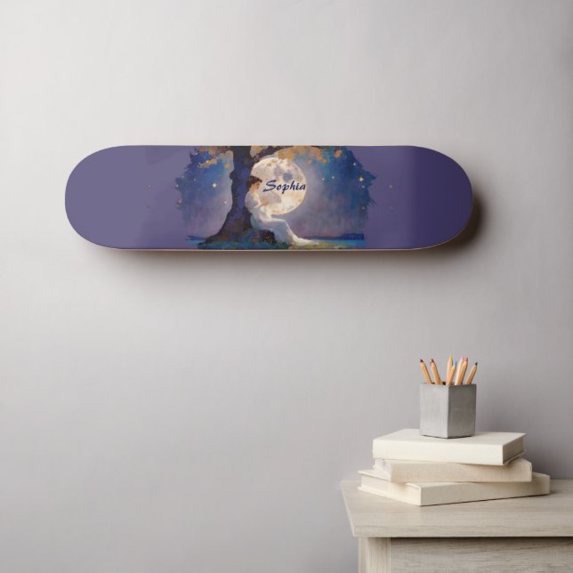 Mondlicht-Träumer - Ruhiger Nachthimmel Skateboard (Wandkunst (Horz))