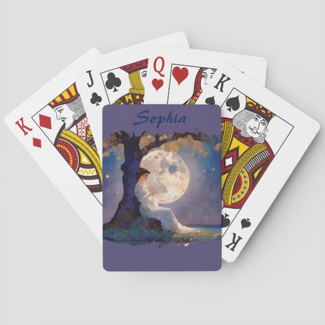 Mondlicht-Träumer - Ruhiger Nachthimmel Spielkarten (Rückseite)