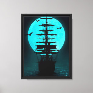 Mondlicht und Blauer Vollmond Leinwanddruck
