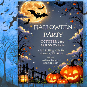 Mondlicht und Fledermäuse Kinder Halloween-Party Einladung