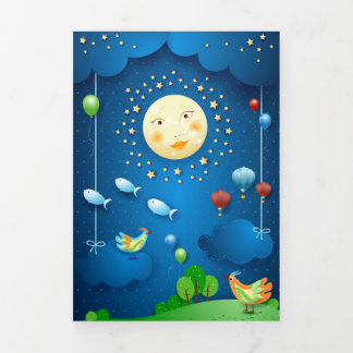 Mondlicht und fliegende Fische Dreifach Gefaltete Karte