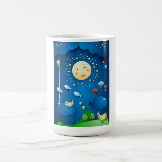 Mondlicht und fliegende Fische Kaffeetasse (Mittel)
