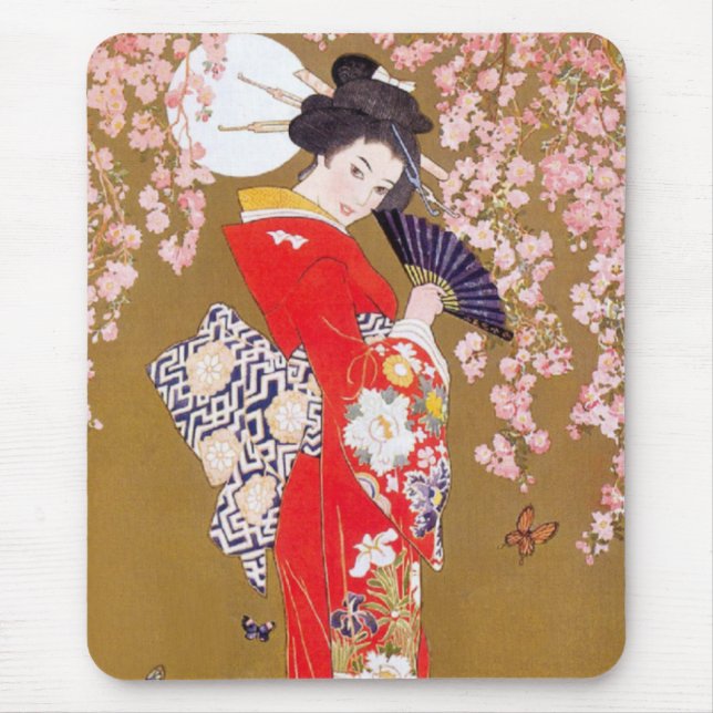 Mondlicht und Kirschblüten Mousepad (Vorne)