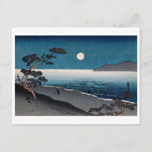 Mondlicht und Lonely Shore, Hiroshige, Ukiyo-e Postkarte