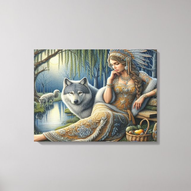 Mondlicht-Verzauberung im Mystischen Wald24x18 Leinwanddruck (Vorderseite)