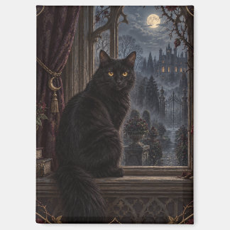 Mondlicht-Villa Schwarze Katze Gothic-Art-Magnet Magnet